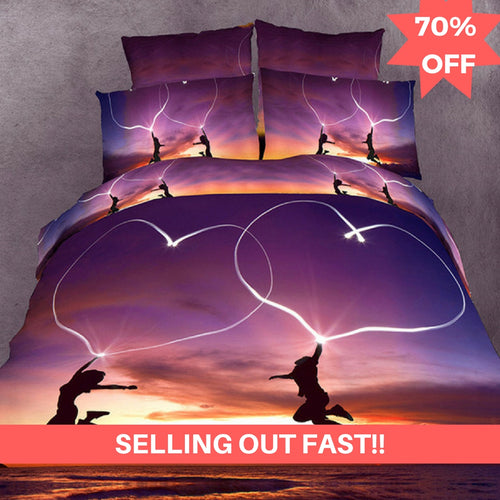 Sunset Glow 3D 4Pcs Glowing Bedding Set- (70%OFF)