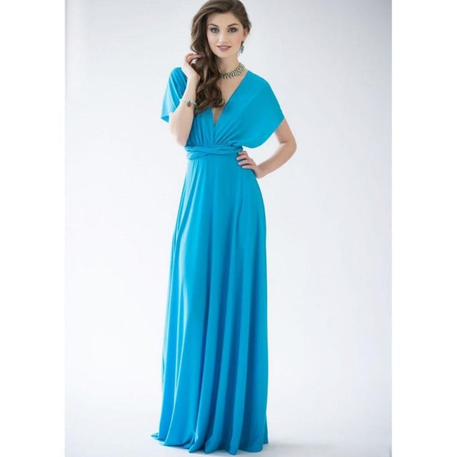 winter sexy women maxi Halter dress red bandage long dress sexy backless Multiway Bridesmaid Convertible Dress robe longue femme