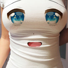 LoveLive women summer t shirt sexy print short sleeve o-neck tops & tees cute fashion smile face big eyes lovely bosom t-shirt