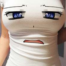 LoveLive women summer t shirt sexy print short sleeve o-neck tops & tees cute fashion smile face big eyes lovely bosom t-shirt
