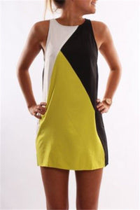 2016 New Summer Sexy Women Sleeveless Dress Evening Club  Dress Casual Patchwork Mini Dress  Sweet Vestido