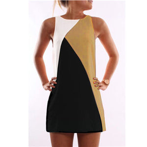 2016 New Summer Sexy Women Sleeveless Dress Evening Club  Dress Casual Patchwork Mini Dress  Sweet Vestido