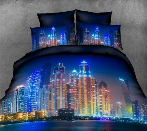 3D Duvet covers Night city bedding set western style bedspreads bed in a bag sheet linen quilt queen full size double bedsheet