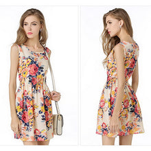 2016 Summer Autumn New Women Casual Bohemian Floral Dress Sleeveless Vest Printed Chiffon Women Dresses Plus Size LYQ56-bo