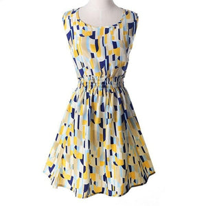 2016 Summer Autumn New Women Casual Bohemian Floral Dress Sleeveless Vest Printed Chiffon Women Dresses Plus Size LYQ56-bo