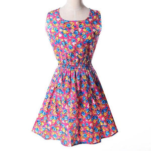 2016 Summer Autumn New Women Casual Bohemian Floral Dress Sleeveless Vest Printed Chiffon Women Dresses Plus Size LYQ56-bo