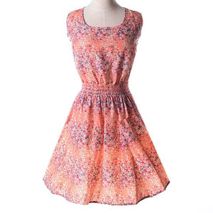 2016 Summer Autumn New Women Casual Bohemian Floral Dress Sleeveless Vest Printed Chiffon Women Dresses Plus Size LYQ56-bo
