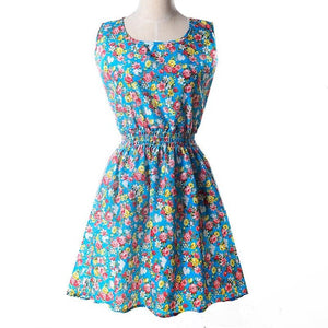 2016 Summer Autumn New Women Casual Bohemian Floral Dress Sleeveless Vest Printed Chiffon Women Dresses Plus Size LYQ56-bo