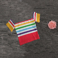 NEW Women Rainbow Striped Off Shoulder Short Sleeve Crop Top Bodycon Bandeau Sexy Party Club Slim Short Tees Tanks Top Clubwear