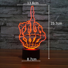 HAOCHU Middle Finger Gesture Victory Sign 3D Visual Table Lamp Cute Ear Tooth Shape Light for Bed Home Decor Touch Sensor