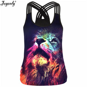 Joyonly 2017 Summer Women 3D Tank Tops Rainbow Unicorn Horse Pigment Paint Printed Camisole Ladies Bandage Fashion Slim Vests