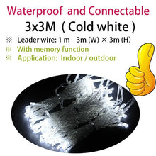 3x3/6x3m led New Year Christmas Garlands LED Wedding Fairy String light Christmas 300 led fairy Light garden party Curtain Decor