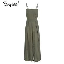 Simplee Sexy floral print strap backless jumpsuits women Solid tie up bow flare opening playsuits Summer beach loose jumpsuit