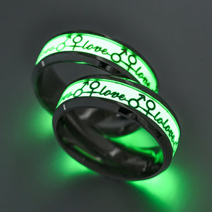 2018 Gold and Silver Color Luminous Ring Lover Jewelry 316L Men And Women Ring Fashion Glowing In The Dark Ring Vintage