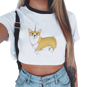 2018 Sexy Rainbow Unicorn Crop Top Women Tank Tops Unicornio T Shirt Licorne Cropped Female