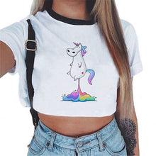 2018 Sexy Rainbow Unicorn Crop Top Women Tank Tops Unicornio T Shirt Licorne Cropped Female