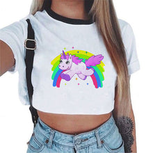 2018 Sexy Rainbow Unicorn Crop Top Women Tank Tops Unicornio T Shirt Licorne Cropped Female