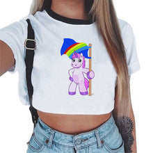 2018 Sexy Rainbow Unicorn Crop Top Women Tank Tops Unicornio T Shirt Licorne Cropped Female