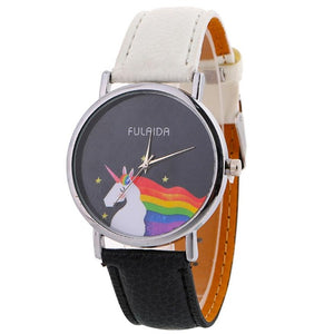 Women Watches Brand New 2017 Fashion Rainbow Unicorn Pattern Leather Strap Quartz Wrist Watch Creative Womens Clock Nov08