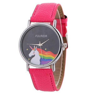 Women Watches Brand New 2017 Fashion Rainbow Unicorn Pattern Leather Strap Quartz Wrist Watch Creative Womens Clock Nov08