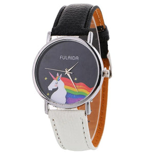 Women Watches Brand New 2017 Fashion Rainbow Unicorn Pattern Leather Strap Quartz Wrist Watch Creative Womens Clock Nov08
