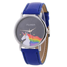 Women Watches Brand New 2017 Fashion Rainbow Unicorn Pattern Leather Strap Quartz Wrist Watch Creative Womens Clock Nov08