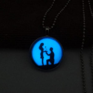 1PC Fashion Glow In The Dark Necklace For Lovers Valentine Long Necklace Luminous Time Gem Couples Necklaces&Pendants Jewelry
