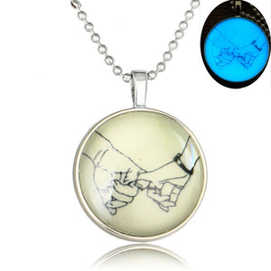 1PC Fashion Glow In The Dark Necklace For Lovers Valentine Long Necklace Luminous Time Gem Couples Necklaces&Pendants Jewelry