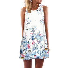 Women Summer Dress Casual Sleeveless Loose floral print Mini Dresses Woman Clothing Dress 2017 vestidos vestido