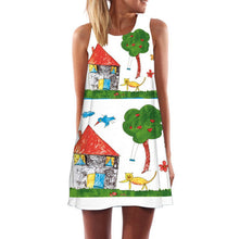 Women Summer Dress Casual Sleeveless Loose floral print Mini Dresses Woman Clothing Dress 2017 vestidos vestido