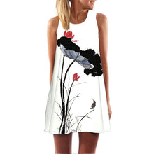 Women Summer Dress Casual Sleeveless Loose floral print Mini Dresses Woman Clothing Dress 2017 vestidos vestido