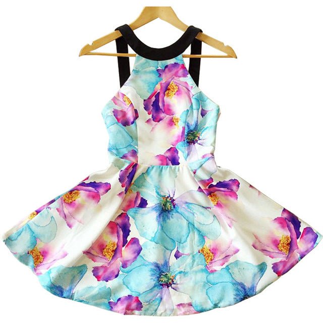 Women Summer Dress 2018 New Summer Style Fashion Black Strapless Sleeveless Fashion Print Mini Dresses Vestidos GZq421