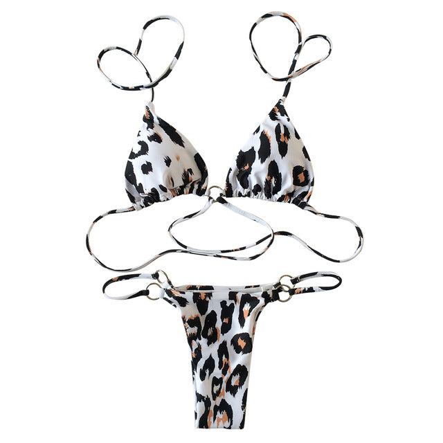 Ariel Sarah Sexy Bikinis Women 2018 Bandage Swimwear Swimsuit Bathing Suit Leopard Bikini Set Thong Biquini Beach Wear Monokini