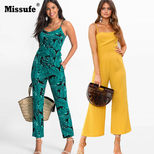Strap Floral Printed Jumpsuit Female Casual Beach Party Full Length Long Overalls 2018 Summer Sexy Off Shoulder Women's Rompers