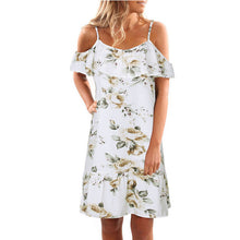 CHAMSGEND Women Summer Floral Ruffles Dress Off Shoulder Mini Dress Beach Party Dress Drop Shipping 1M29