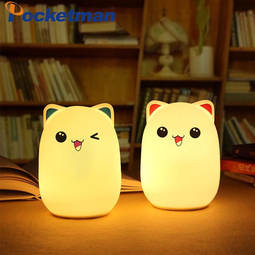 Silicone Touch Sensor LED Night Light For Children Baby Kids 7 Colors 2 modes Bear LED USB LED Night Lamp