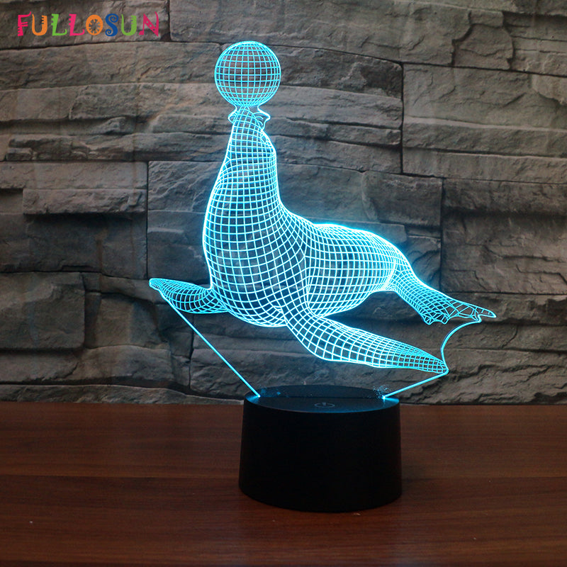 Cutely Sea Dog Night Light LED USB Touch Sensor Night Lamp for Kids Present