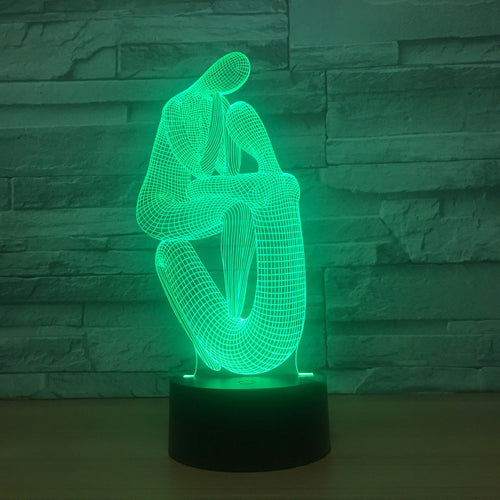 Two Men Sitting Yoga 7 Color Lamp 3d Visual Led Night Lights Touch Usb Table Lampara Lampe Nightlight Usb Led Light Gym Decor