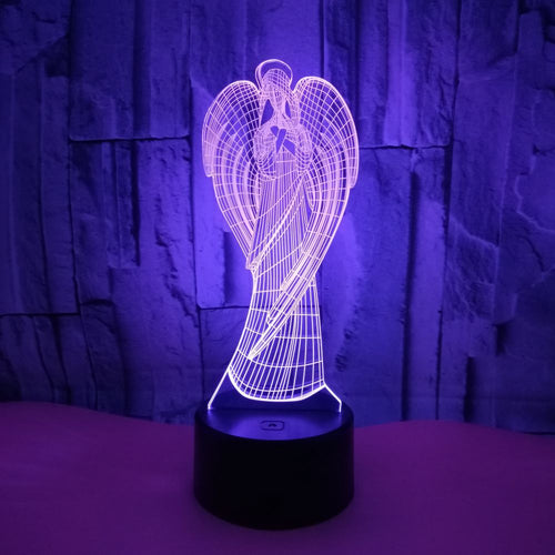 Angel Shape 3D Night Lamp Colorful USB Touch Led Night Light For Decoration Home Novelty Baby Lampe for Kids Room