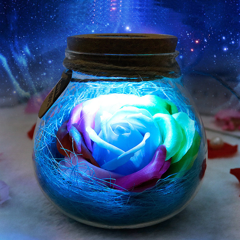 LED RGB Atmosphere Night Light Flower Bottle Creative Romantic Rose Flower Bulb Great Holiday Gift For Girl Remote Dimmer Lamp