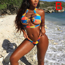Women Bikini Set Two Pieces Swimsuit Biquini Bathing Suit female Bather 2018 New African Sexy Thong Bikini Lace Up Swimwear