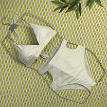 2018 new swimsuit  classic solid color high waist sexy split hollow bikini