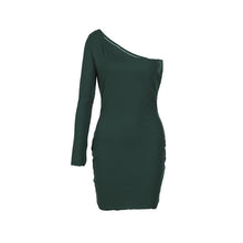 Oblique Collar Single sleeve Knitting Party Dress