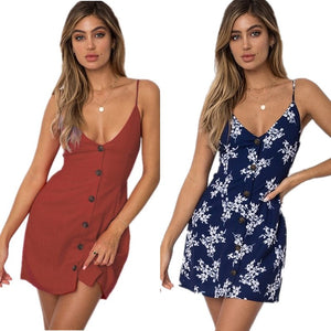 Spaghetti Strap V-Neck Backless Bandage Beach Dress