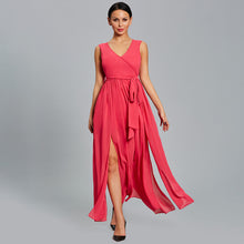Women Sexy Chiffon Dress Deep V Neck Split Sleeveless Beach Dress 2018 Summer Rose Party Casual Plus Size Tank Long Maxi Dress