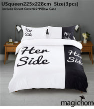 3d Bedding Sets Creative Her Side His Side Couple's Bedding Sets Duvet Cover Bed Sheet Pillow Cases Size EU/US Queen King