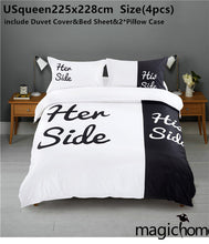 3d Bedding Sets Creative Her Side His Side Couple's Bedding Sets Duvet Cover Bed Sheet Pillow Cases Size EU/US Queen King