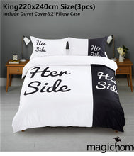 3d Bedding Sets Creative Her Side His Side Couple's Bedding Sets Duvet Cover Bed Sheet Pillow Cases Size EU/US Queen King