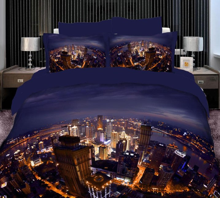3D City scene duvet cover bedding set cal king size queen full double fitted cotton bed sheets bedspread quilt linen 4pcs 6pcs