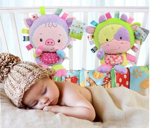 Happy Monkey Baby Rattle Stuffed Plush Doll crib bed hanging Ring appease Toys hand puppet pillow Puzzle Bell sheep Animal gift